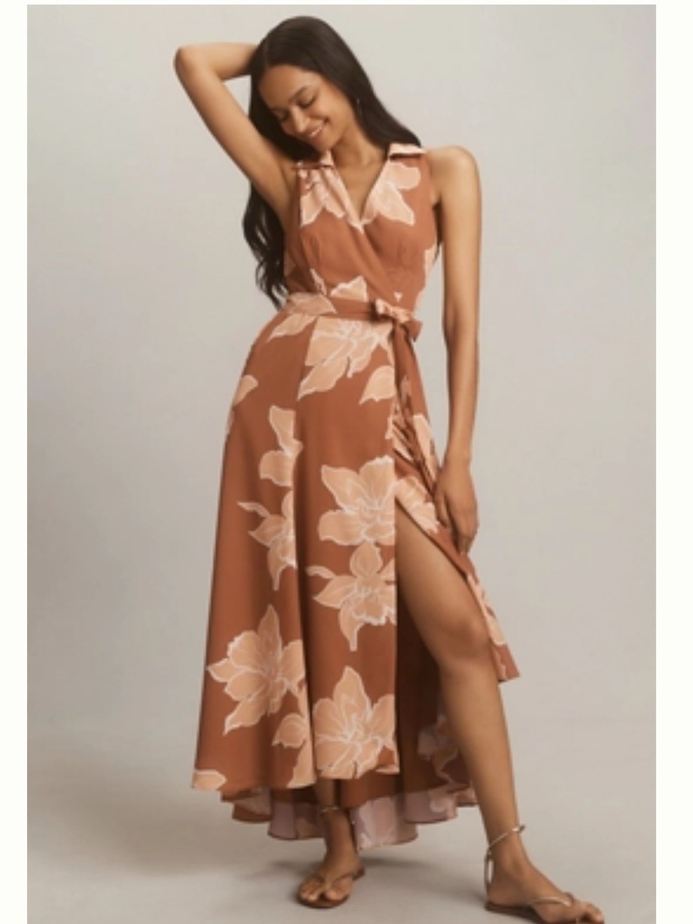 Anthropologie Floral Wrap Maxi Dress